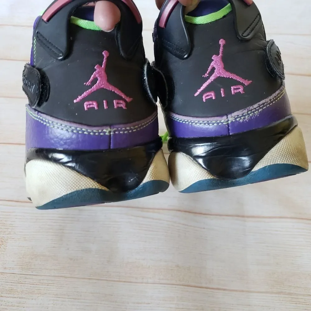 Nike Air Jordan 6 Rings Bel Air Sneakers Men's Size 9 Purple Green Lace Up